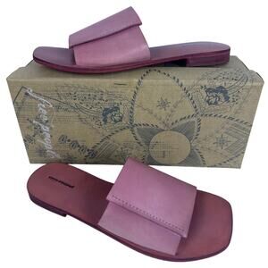 Free People Verona Slide Sandal Square Toe Leather Minimalist Watermelon Sz 39.5